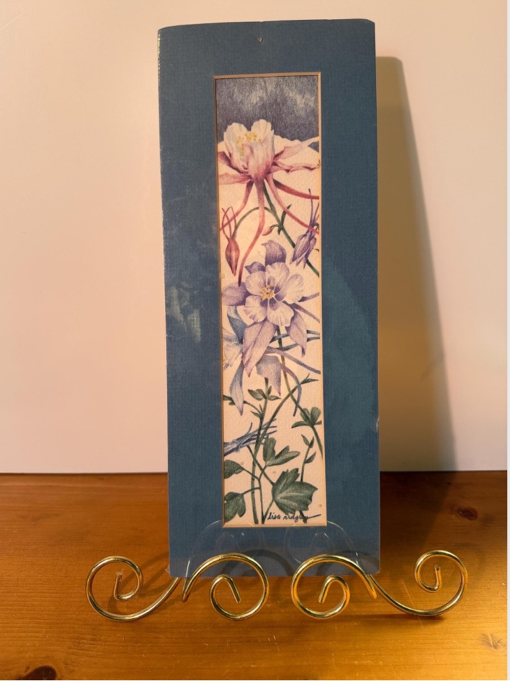 Blue Floral Panel Wall Art – Water color artist signed